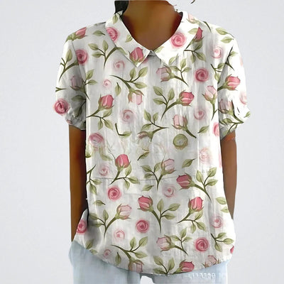 Lina | Blomstret linbluse