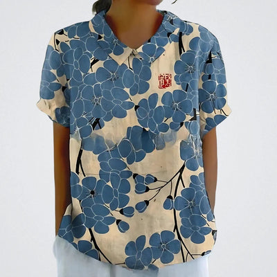 Lina | Blomstret linbluse