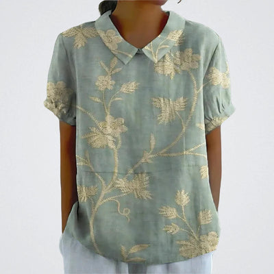 Lina | Blomstret linbluse