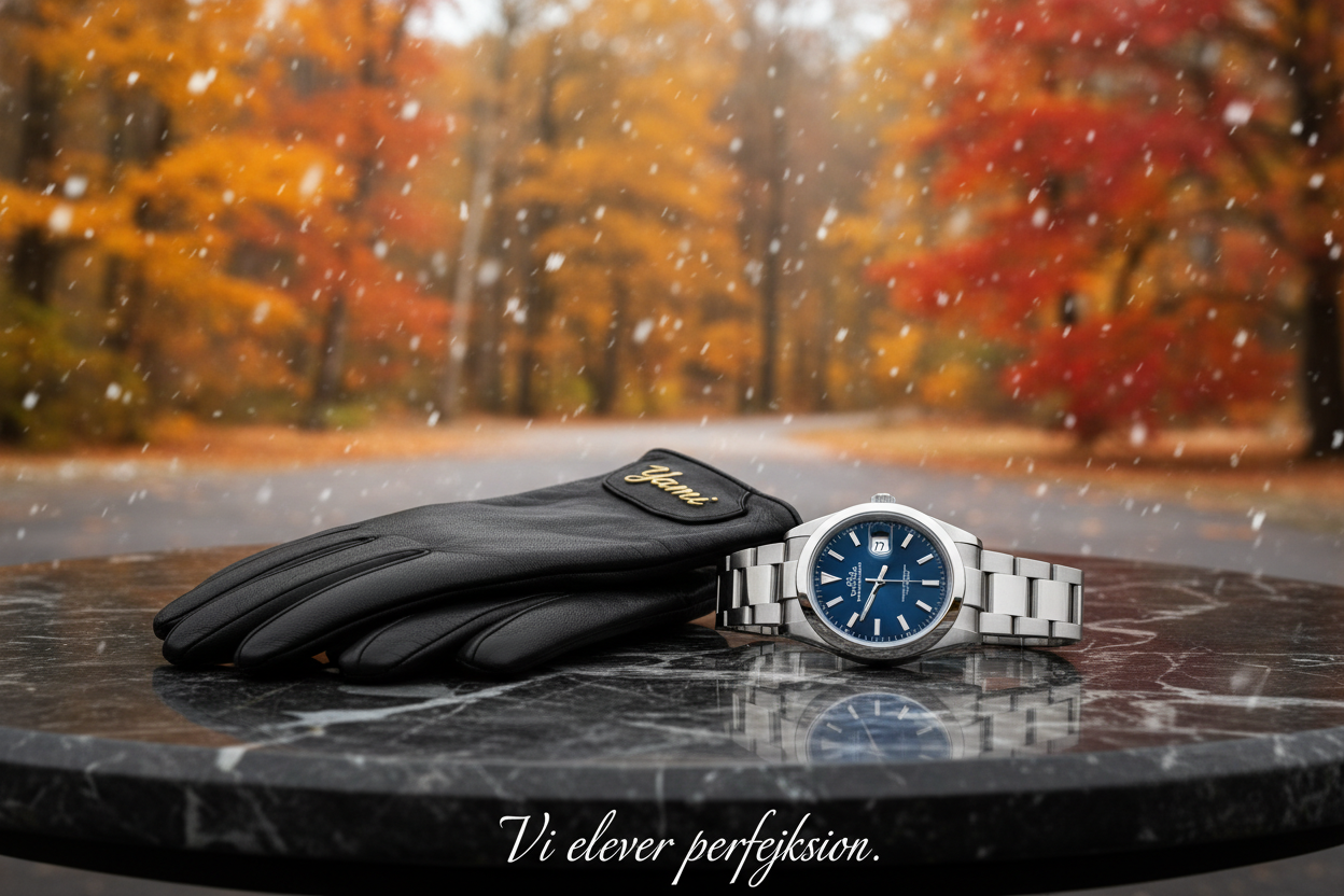 that is perfect! now i want the watch more expensive, make it look like a rolex. and at the bottom of the picture there needs to be a text: Vi elsker perfeksjon.